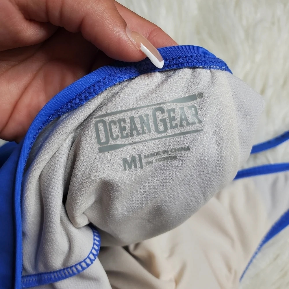OceanGear Blue Front Zipper One Piece Swimsuit - Picture 3 of 5